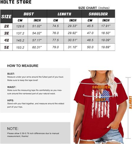 HDLTE المرأة حجم كبير قمم العلم الأمريكي فتحة حلقة الخامس الرقبة بلوزة 4th من يوليو القمصان الوطنية 2X - 5X in Kuwait