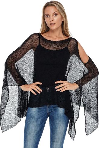 SHU-SHI Womens Lightweight Summer Poncho Shrug Cold-Shoulder Tunic Top Cover Up in Saudi Arabia