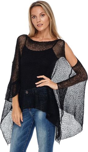 SHU-SHI Womens Lightweight Summer Poncho Shrug Cold-Shoulder Tunic Top Cover Up in Saudi Arabia