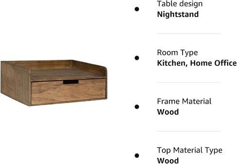 Kate and Laurel Kitt Modern Floating Wall Shelf Side Table with Drawer, 18" x 12" x 6.5", Black in Saudi Arabia