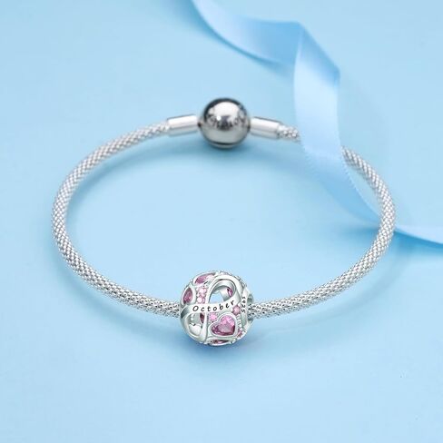 Birthstone Charm for Charm Bracelet, 925 Sterling Silver Infinity Love Heart Bead Charm for Bracelet and Necklace, Happy Birthday Mother's day Christmas Jewelry Gifts for Women in Saudi Arabia