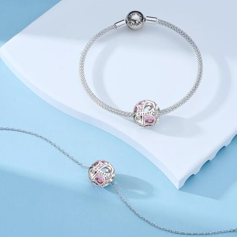 Birthstone Charm for Charm Bracelet, 925 Sterling Silver Infinity Love Heart Bead Charm for Bracelet and Necklace, Happy Birthday Mother's day Christmas Jewelry Gifts for Women in Saudi Arabia