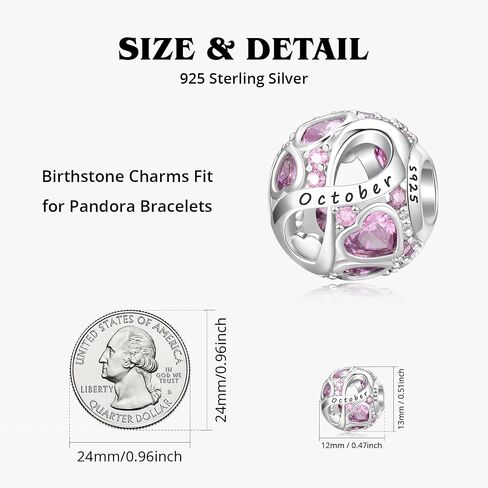 Birthstone Charm for Charm Bracelet, 925 Sterling Silver Infinity Love Heart Bead Charm for Bracelet and Necklace, Happy Birthday Mother's day Christmas Jewelry Gifts for Women in Saudi Arabia