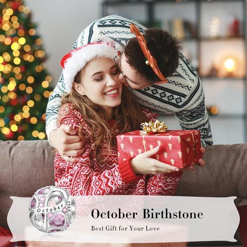 Birthstone Charm for Charm Bracelet, 925 Sterling Silver Infinity Love Heart Bead Charm for Bracelet and Necklace, Happy Birthday Mother's day Christmas Jewelry Gifts for Women in Saudi Arabia