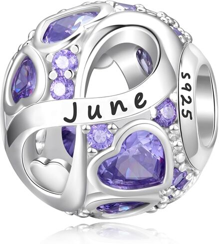Birthstone Charm for Charm Bracelet, 925 Sterling Silver Infinity Love Heart Bead Charm for Bracelet and Necklace, Happy Birthday Mother's day Christmas Jewelry Gifts for Women in Saudi Arabia