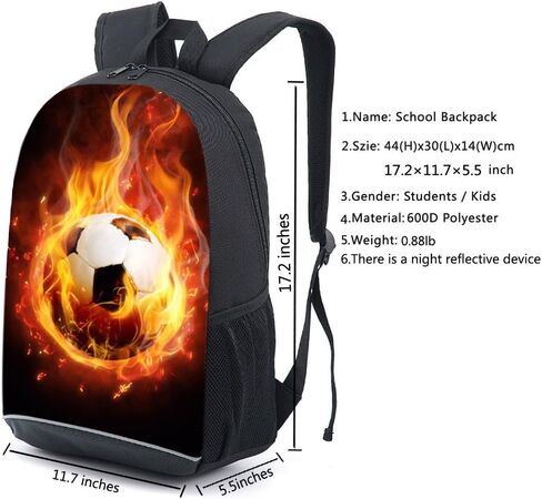 xufei كرة القدم حقيبة الظهر نمط الاحتراق حقائب الكتب المدرسية للأطفال (حرق الرجبي) in Kuwait