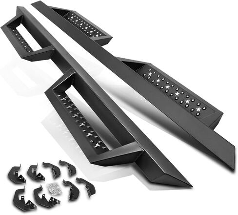 PM PERFORMOTOR 4.5" Powdercoated Running Board Side Step Nerf Bar Compatible with 07-19 Silverado 1500 2500HD 3500HD / 07-19 Sierra 1500 2500HD 3500HD Extended Cab, PM-RNB-8123 in Saudi Arabia