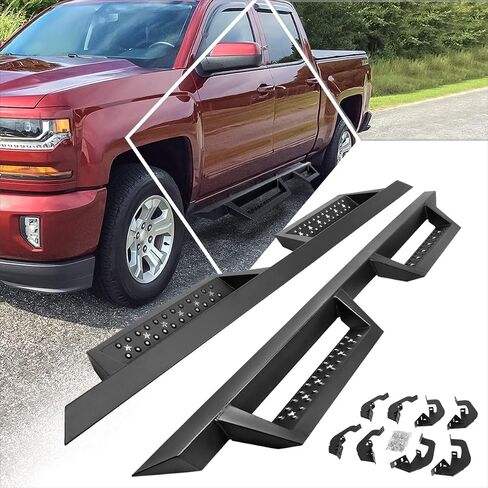 PM PERFORMOTOR 4.5" Powdercoated Running Board Side Step Nerf Bar Compatible with 07-19 Silverado 1500 2500HD 3500HD / 07-19 Sierra 1500 2500HD 3500HD Extended Cab, PM-RNB-8123 in Saudi Arabia