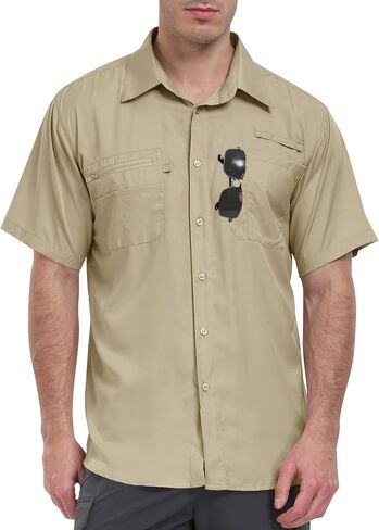 MoFiz Men's Short Sleeve Sun Protection Shirt UPF 50+ Travel Work Shirts for Men Quick Dry Cooling Hiking Fishing Shirts in Saudi Arabia