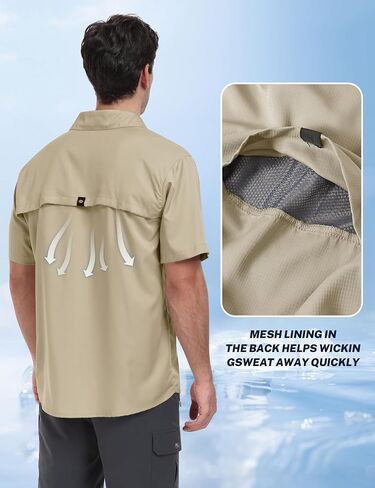 MoFiz Men's Short Sleeve Sun Protection Shirt UPF 50+ Travel Work Shirts for Men Quick Dry Cooling Hiking Fishing Shirts in Saudi Arabia