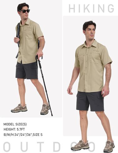 MoFiz Men's Short Sleeve Sun Protection Shirt UPF 50+ Travel Work Shirts for Men Quick Dry Cooling Hiking Fishing Shirts in Saudi Arabia