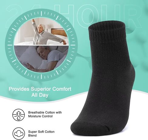 FALARY Diabetic Socks for Men and Women Soft Cotton Non Binding Ankle Socks Loose Quarter Socks, Crew Socks 4 Pairs in Saudi Arabia