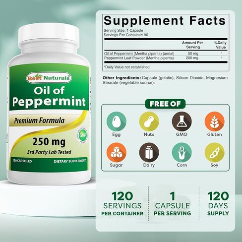 Best Naturals Peppermint Oil 250 mg 120 Capsules (120 Count (Pack of 3)) in Saudi Arabia