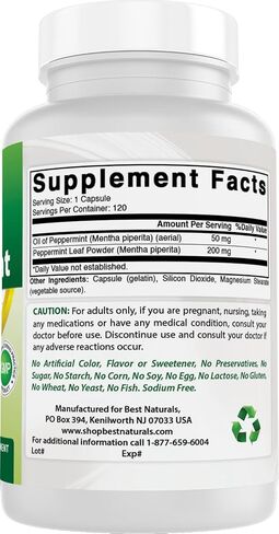Best Naturals Peppermint Oil 250 mg 120 Capsules (120 Count (Pack of 3)) in Saudi Arabia