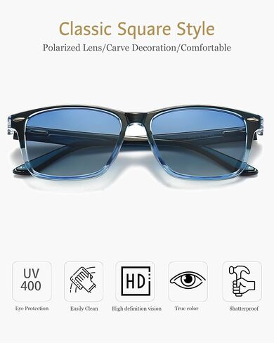ANRRI Gradient Polarized Sunglasses for Men Women Retro Square Sun Glasses with Spring Hinges in Saudi Arabia