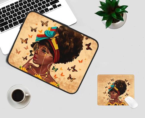 African American Afro Woman 17 inch Laptop Case Fashion Laptop Sleeve Impact Resistant, Sturdy, Anti-Vibration,Lightweight Unisex Computer Case Cover 10-17 Inch. (Contains a Mouse pad in Saudi Arabia