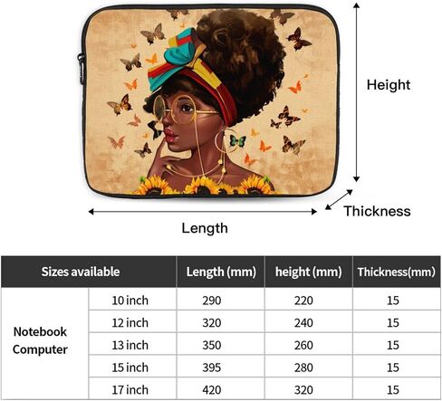 African American Afro Woman 17 inch Laptop Case Fashion Laptop Sleeve Impact Resistant, Sturdy, Anti-Vibration,Lightweight Unisex Computer Case Cover 10-17 Inch. (Contains a Mouse pad in Saudi Arabia