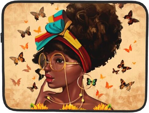 African American Afro Woman 17 inch Laptop Case Fashion Laptop Sleeve Impact Resistant, Sturdy, Anti-Vibration,Lightweight Unisex Computer Case Cover 10-17 Inch. (Contains a Mouse pad in Saudi Arabia