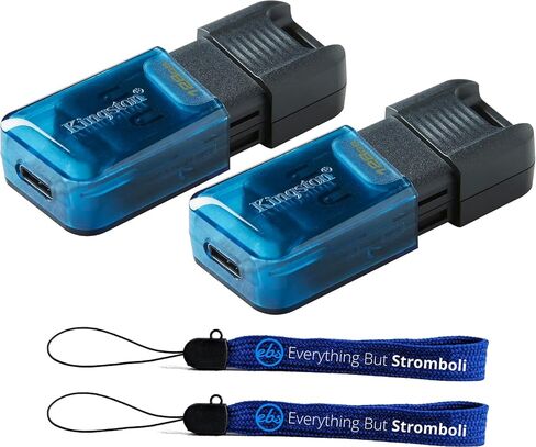 Kingston DataTraveler 80 M 128GB عبوتان سرعة قراءة 200 ميجابايت/ثانية USB-C USB 3.2 محرك أقراص فلاش لأجهزة الكمبيوتر المكتبية وأجهزة الكمبيوتر المحمولة والأجهزة اللوحية المتوافقة (DT80M/128GB) حزمة مع (2) كل شيء ما عدا حبال سترومبولي in Saudi Arabia