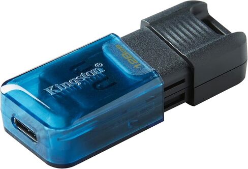 Kingston DataTraveler 80 M 128GB عبوتان سرعة قراءة 200 ميجابايت/ثانية USB-C USB 3.2 محرك أقراص فلاش لأجهزة الكمبيوتر المكتبية وأجهزة الكمبيوتر المحمولة والأجهزة اللوحية المتوافقة (DT80M/128GB) حزمة مع (2) كل شيء ما عدا حبال سترومبولي in Saudi Arabia