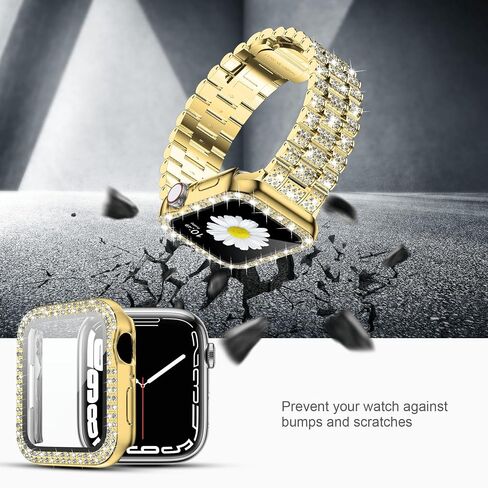 iiteeology Compatible with Apple Watch Band 45mm 44mm 41mm 40mm, Women Rhinestone Stainless Steel Band with Bling Diamond Case for iWatch Series 9/8/7/6/5/4/SE in Saudi Arabia