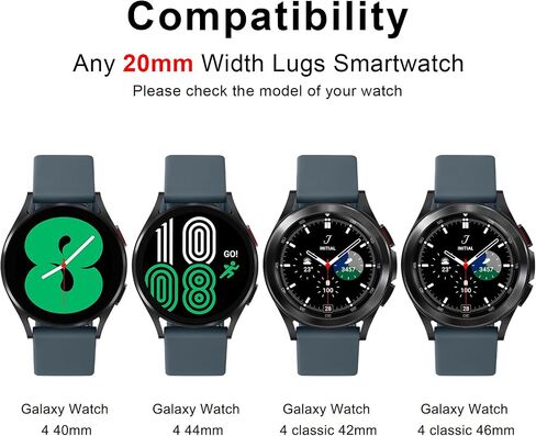 Wanme for Samsung Galaxy Watch 4/5 Bands 40mm 44mm, Galaxy Watch 5 Pro Band 45mm Women Men, 20mm Adjustable Soft Silicone Sport Strap Replacement Wristbands for Samsung Watch 4/5 Bands in Saudi Arabia