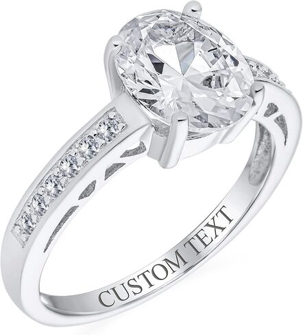 Bling Jewelry Personalize Simple 3CT Classic AAA CZ Brilliant Cut Cubic Zirconia Oval Solitaire Engagement Ring .925 Sterling Silver For Women Promise Ring Customizable in Saudi Arabia