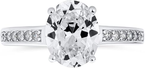 Bling Jewelry Personalize Simple 3CT Classic AAA CZ Brilliant Cut Cubic Zirconia Oval Solitaire Engagement Ring .925 Sterling Silver For Women Promise Ring Customizable in Saudi Arabia