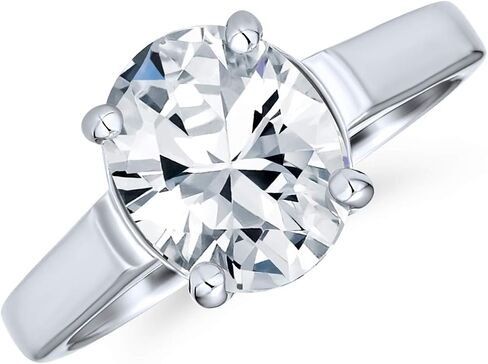 Bling Jewelry Personalize Simple 3CT Classic AAA CZ Brilliant Cut Cubic Zirconia Oval Solitaire Engagement Ring .925 Sterling Silver For Women Promise Ring Customizable in Saudi Arabia