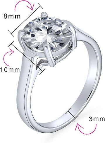 Bling Jewelry Personalize Simple 3CT Classic AAA CZ Brilliant Cut Cubic Zirconia Oval Solitaire Engagement Ring .925 Sterling Silver For Women Promise Ring Customizable in Saudi Arabia
