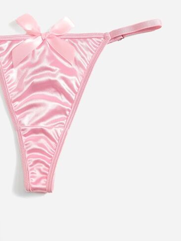 Milumia Women 2 Piece Satin Push Up Lingerie Set Bow Decor Matching Bra and Panty Sets in Saudi Arabia