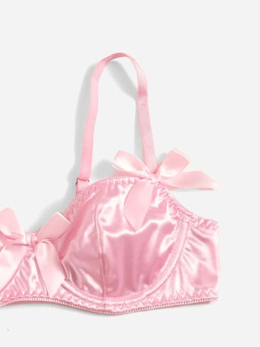 Milumia Women 2 Piece Satin Push Up Lingerie Set Bow Decor Matching Bra and Panty Sets in Saudi Arabia