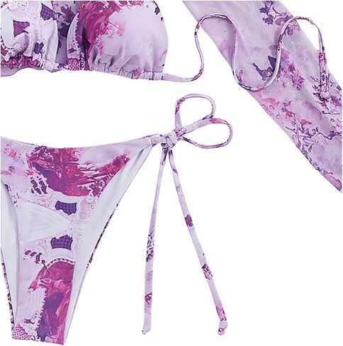SHENHE Women's 3 Piece Halter Swimsuits Triangle Tie Side Cheeky Bikini Set with Cover Up in Saudi Arabia