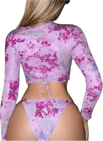 SHENHE Women's 3 Piece Halter Swimsuits Triangle Tie Side Cheeky Bikini Set with Cover Up in Saudi Arabia
