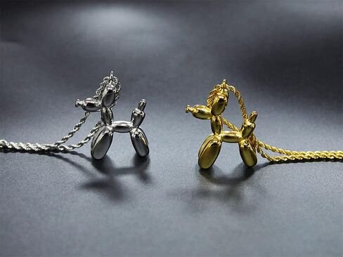 Balloon Dog Necklace Pendant for Men Women Hiphop Clown Charm Necklace Titanium steel Vintage Jewelry in Saudi Arabia