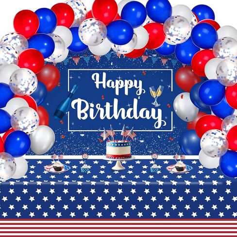 زينة عيد الميلاد باللونين الأحمر والأبيض والأزرق، لوازم حفلات أعياد الميلاد الوطنية في الرابع من يوليو، بالونات عيد ميلاد كبيرة باللون الأحمر والأبيض والأزرق، مفرش المائدة، يوم الاستقلال، لوازم الحفلات الوطنية، ديكور عيد الميلاد in Kuwait