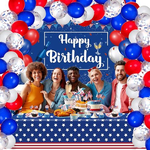 زينة عيد الميلاد باللونين الأحمر والأبيض والأزرق، لوازم حفلات أعياد الميلاد الوطنية في الرابع من يوليو، بالونات عيد ميلاد كبيرة باللون الأحمر والأبيض والأزرق، مفرش المائدة، يوم الاستقلال، لوازم الحفلات الوطنية، ديكور عيد الميلاد in Kuwait