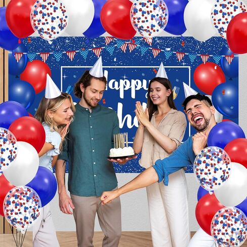 زينة عيد الميلاد باللونين الأحمر والأبيض والأزرق، لوازم حفلات أعياد الميلاد الوطنية في الرابع من يوليو، بالونات عيد ميلاد كبيرة باللون الأحمر والأبيض والأزرق، مفرش المائدة، يوم الاستقلال، لوازم الحفلات الوطنية، ديكور عيد الميلاد in Kuwait