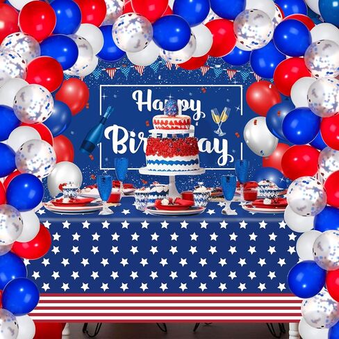 زينة عيد الميلاد باللونين الأحمر والأبيض والأزرق، لوازم حفلات أعياد الميلاد الوطنية في الرابع من يوليو، بالونات عيد ميلاد كبيرة باللون الأحمر والأبيض والأزرق، مفرش المائدة، يوم الاستقلال، لوازم الحفلات الوطنية، ديكور عيد الميلاد in Kuwait