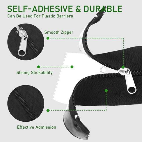 HOMEANING 1PC 3 inch x 7 ft Black Heavy Duty Zipper for Tarp, Wall, Rust-resistant and Waterproof, Double-Side Indoor Outdoor Dust Barriers Peel, Excellent Air Tightness in Saudi Arabia