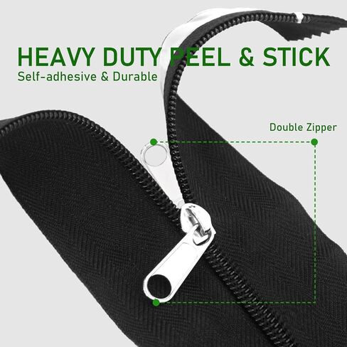 HOMEANING 1PC 3 inch x 7 ft Black Heavy Duty Zipper for Tarp, Wall, Rust-resistant and Waterproof, Double-Side Indoor Outdoor Dust Barriers Peel, Excellent Air Tightness in Saudi Arabia