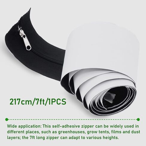 HOMEANING 1PC 3 inch x 7 ft Black Heavy Duty Zipper for Tarp, Wall, Rust-resistant and Waterproof, Double-Side Indoor Outdoor Dust Barriers Peel, Excellent Air Tightness in Saudi Arabia