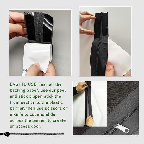 HOMEANING 1PC 3 inch x 7 ft Black Heavy Duty Zipper for Tarp, Wall, Rust-resistant and Waterproof, Double-Side Indoor Outdoor Dust Barriers Peel, Excellent Air Tightness in Saudi Arabia