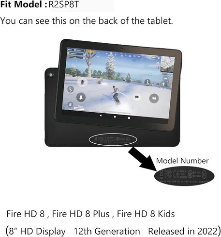 لجهاز Fire HD 8 /HD 8 Plus Tablet (تم إصدار الجيل الثاني عشر في 2022/2024) R2SP8T R24SB8 عدسة زجاجية أمامية للوحة استبدال محول الأرقام للشاشة، لجهاز Fire HD 8 /HD 8 Plus الجيل الثاني عشر وTecno Tablet T805S in Kuwait