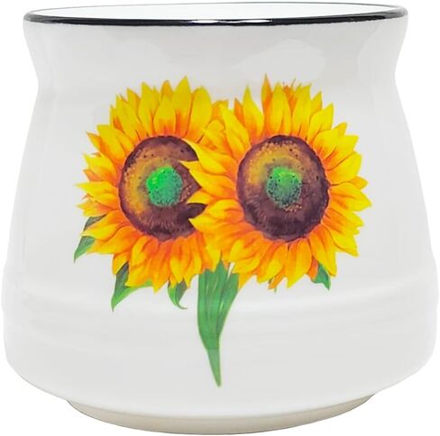 Sunflower Gifts Pen Pencil Holder for Desk Cute Ceramic Pencil Cup Holder Desk Accessories Organizer Decoration Home Office School Gift for Girls Women(White) in Saudi Arabia