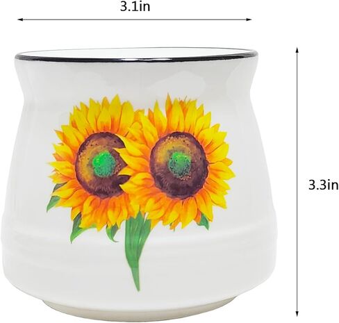 Sunflower Gifts Pen Pencil Holder for Desk Cute Ceramic Pencil Cup Holder Desk Accessories Organizer Decoration Home Office School Gift for Girls Women(White) in Saudi Arabia