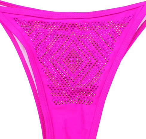 JUMISEE Women's 2 Piece Sparkle Rhinestone Triangle Bikini Sexy Crystal Backless Tie Side Bathing Suit Swimsuit in Kuwait