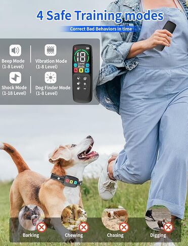 Dog Shock Collar with Remote,3300ft Dog Training Collar with 4 Training Modes Beep,Vibration,Electric Shock,Dog Finder,Waterproof Shock Collar for Dogs in Saudi Arabia