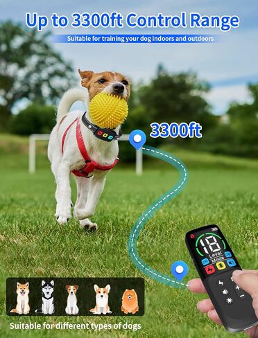 Dog Shock Collar with Remote,3300ft Dog Training Collar with 4 Training Modes Beep,Vibration,Electric Shock,Dog Finder,Waterproof Shock Collar for Dogs in Saudi Arabia
