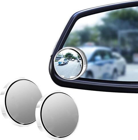 2PCS Blind Spot Mirror, Side View Mirror, 360° Wide Angle Adjustable Car Convex Mirrors, 2.17" HD Glass Rear View Mirror with Reusable Suction Cup Universal for Car SUV Truck (Black) in Saudi Arabia
